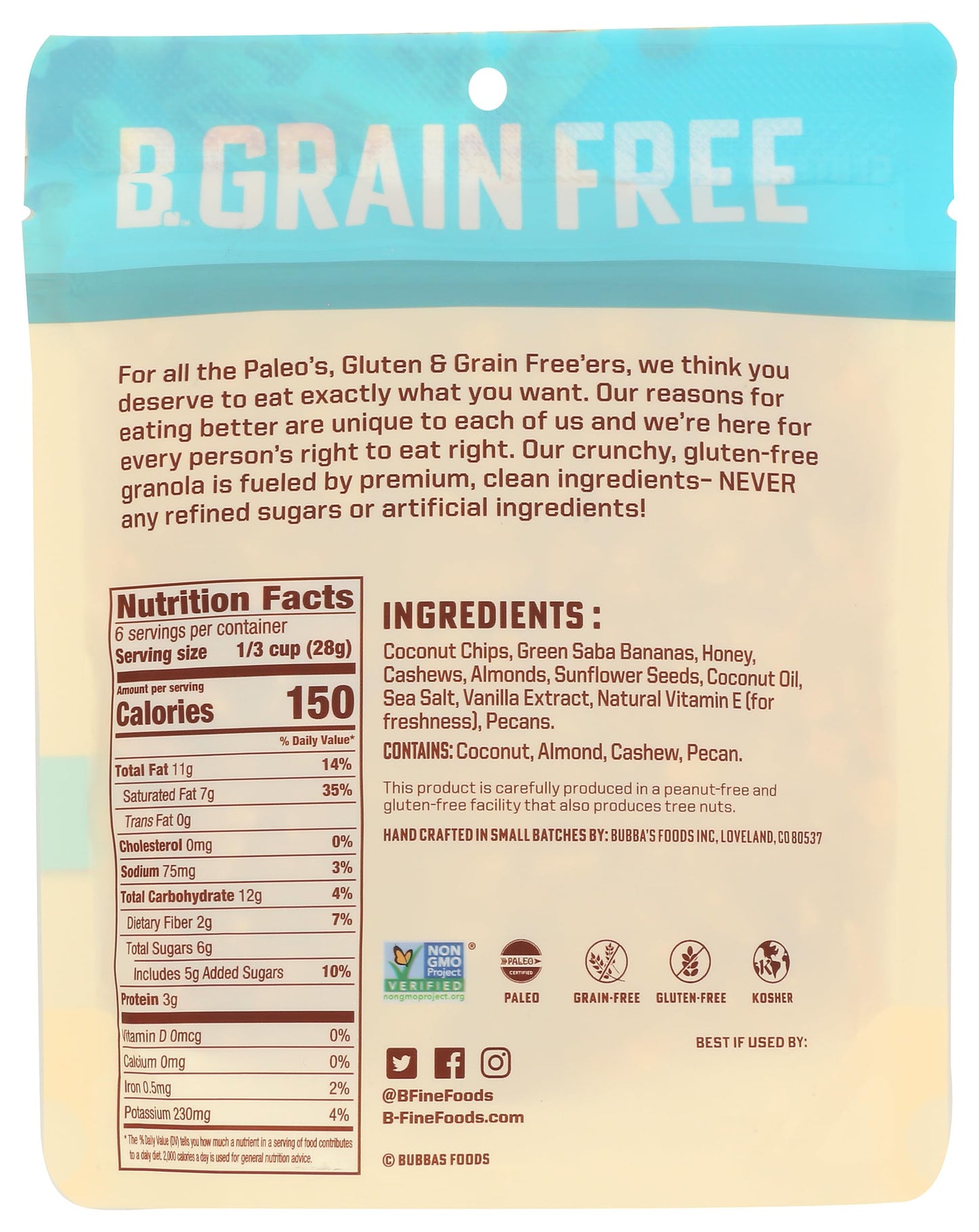 Bubbas Fine Foods Bourbon Vanilla Ungranola, 6 OZ
