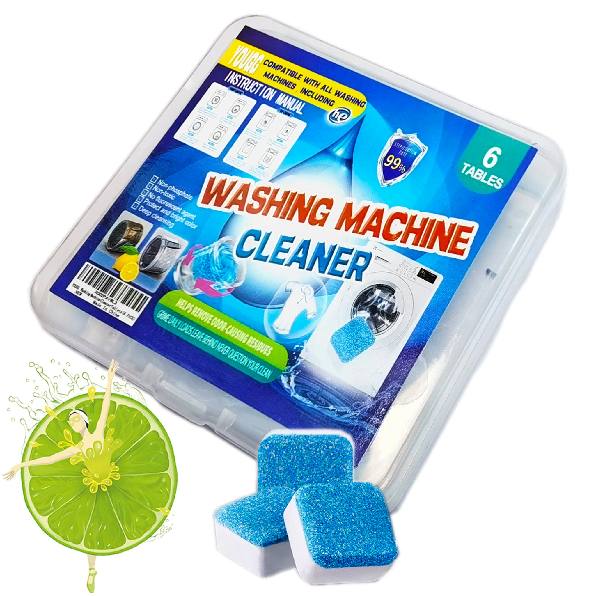 YOUGG Washing Machine Cleaner Tablets?6 Pack,Fresh Solid Washer Deep Cleaning Tablet,For HE, Front Loader&Top Load Washers