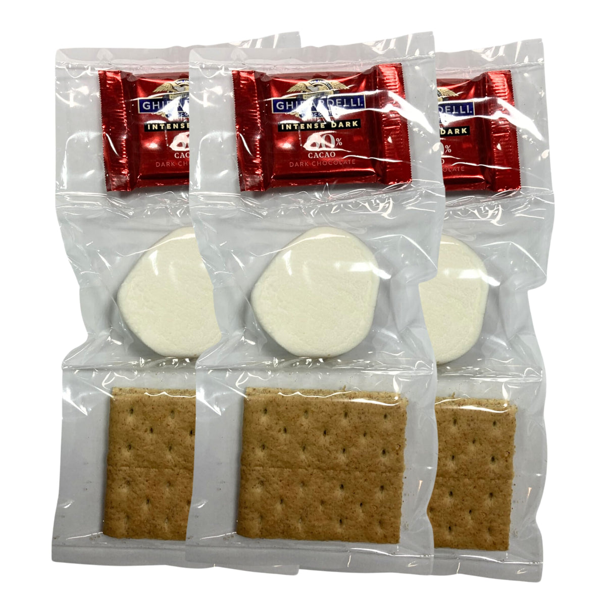 WBB | SMORES KIT STRIP | Individually packaged set : Graham Crackers, Marshmallow, Chocolate | Make delicious smores (25 sets) (Dark 60%)