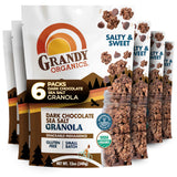Grandy Organics Dark Chocolate Sea Salt Granola - Certified Organic & Gluten Free Granola - 6g Protein - Non GMO & Vegan - Chocolate, Seeds & Nuts - 6