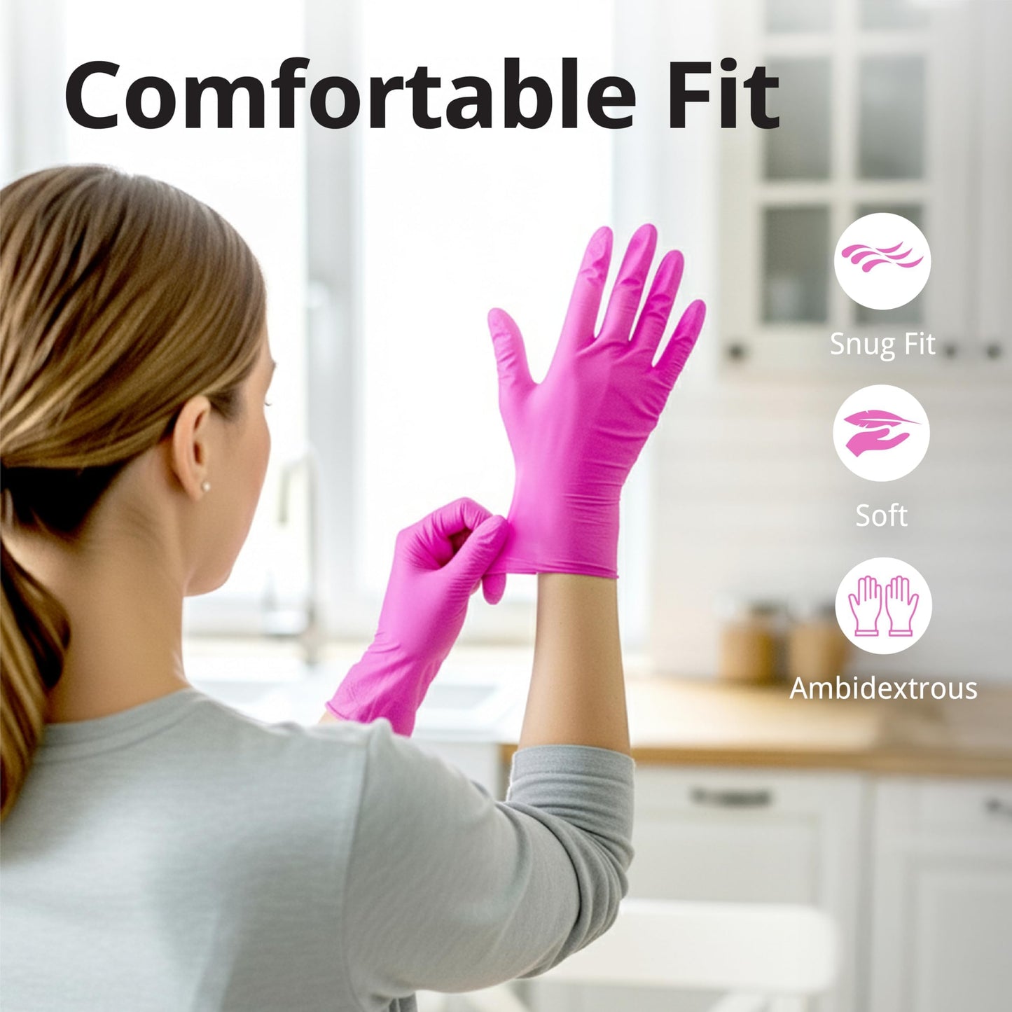 SwiftGrip Pink Gloves Powder-Free Nitrile Gloves, 100ct Box - 3-Mil, Gloves Disposable Latex Free, for Kitchen, Cleaning, Estheticians, Hair Stylist