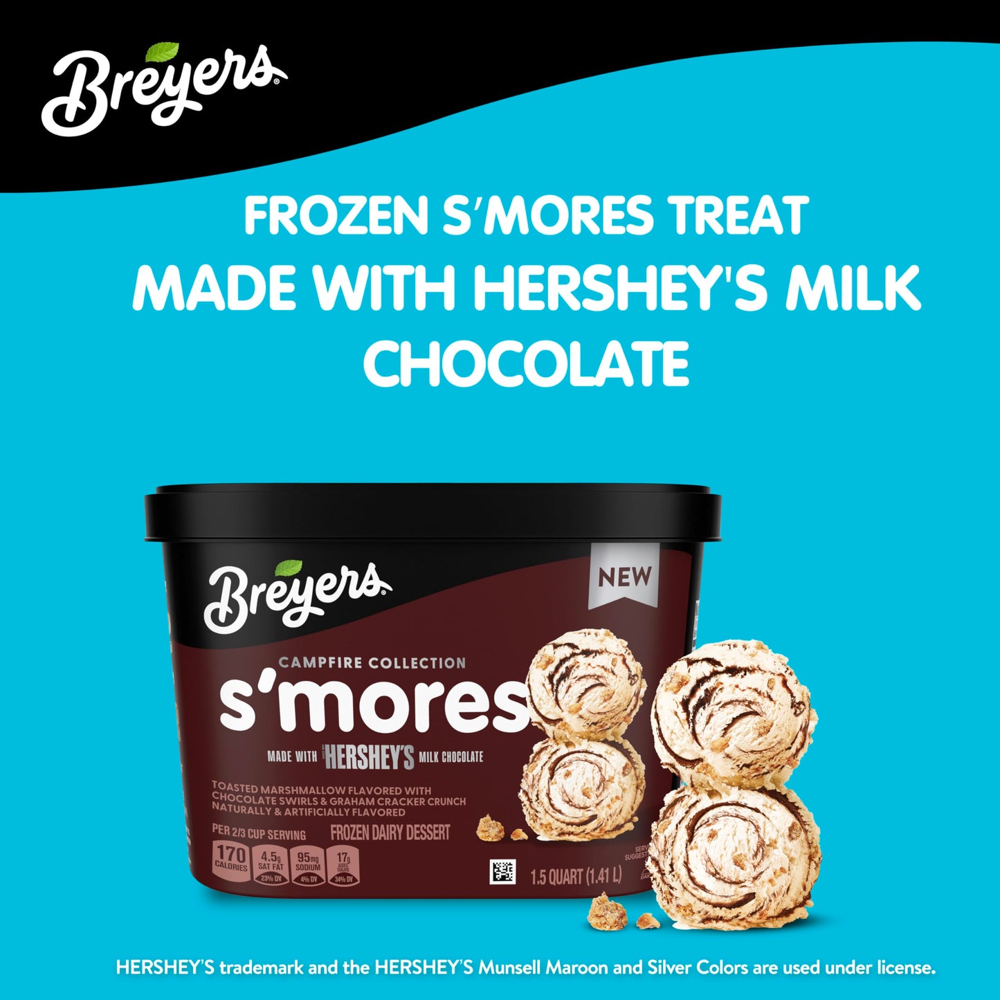 Breyers Campfire Collection Frozen Dairy Dessert for a delicious frozen treat S'mores made with Hershey's milk chocolate 48 oz