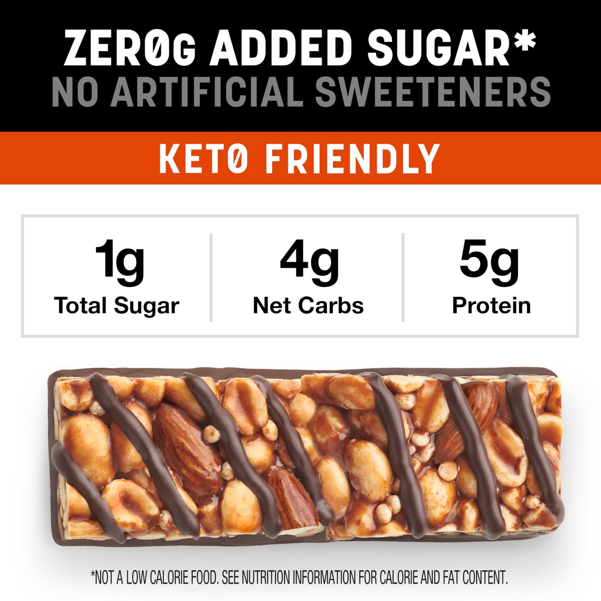 Kind Zero Added Sugar Healthy Snacks Bars Variety Pack, Gluten Free, High Fiber, Keto Snacks, Dark Chocolate Nuts & Sea Salt, Caramel Almond, Peanut