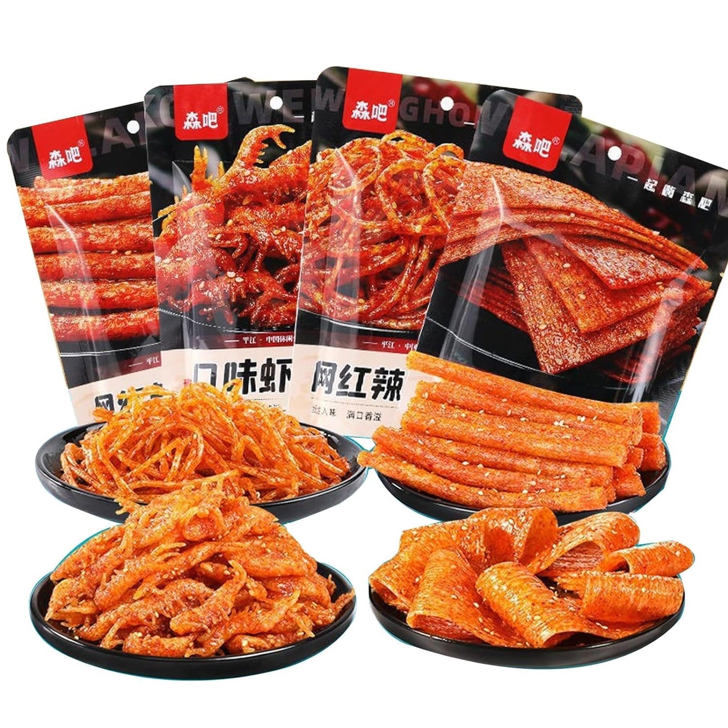 Spicy Strip Small Gluten Latiao Snack Food - Chinese Special Classic Handmade Spicy Gluten Latiao Delicious Snacking, Fragrant Flavour, 4 combinations