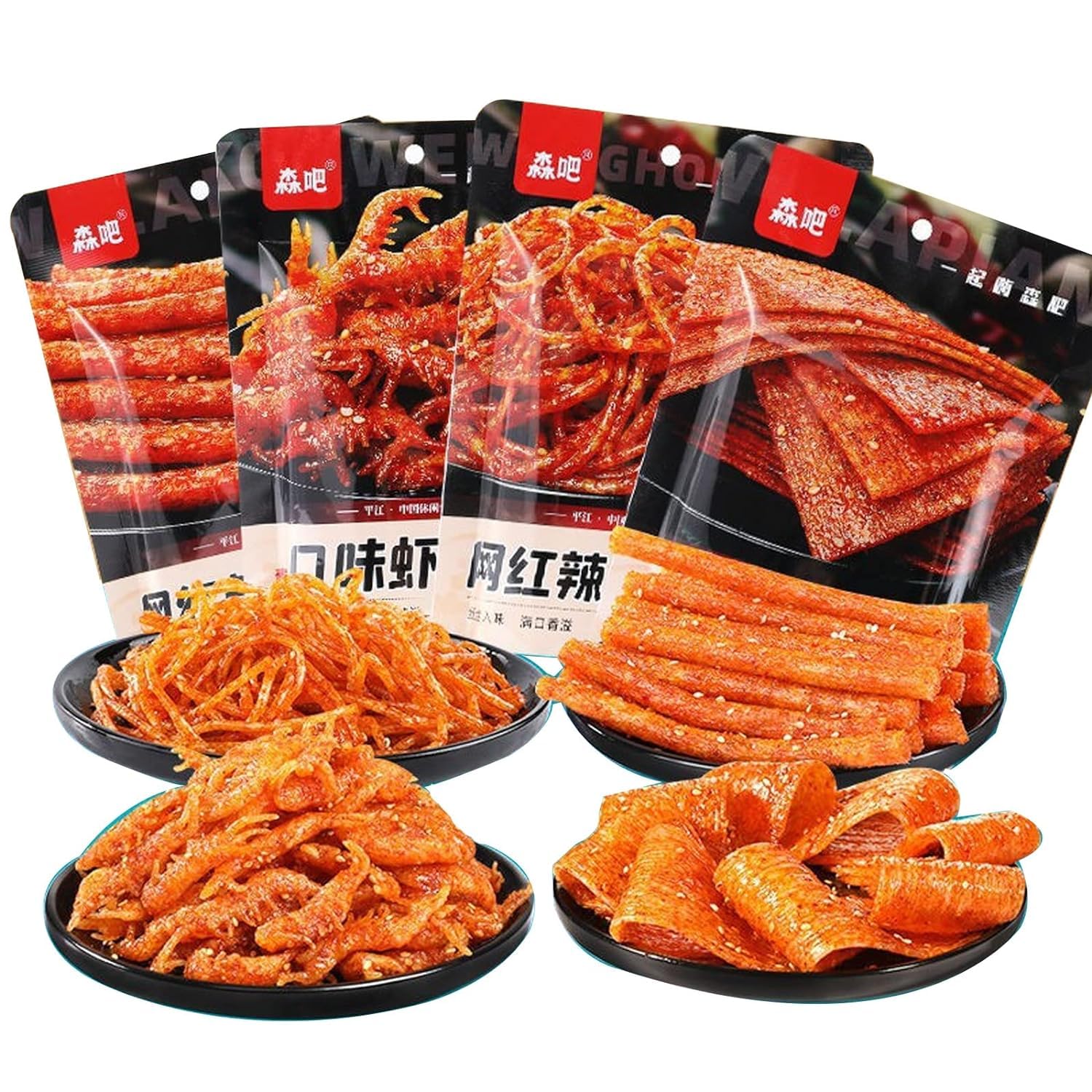 Spicy Strip Small Gluten Latiao Snack Food - Chinese Special Classic Handmade Spicy Gluten Latiao Delicious Snacking, Fragrant Flavour, 4 combinations