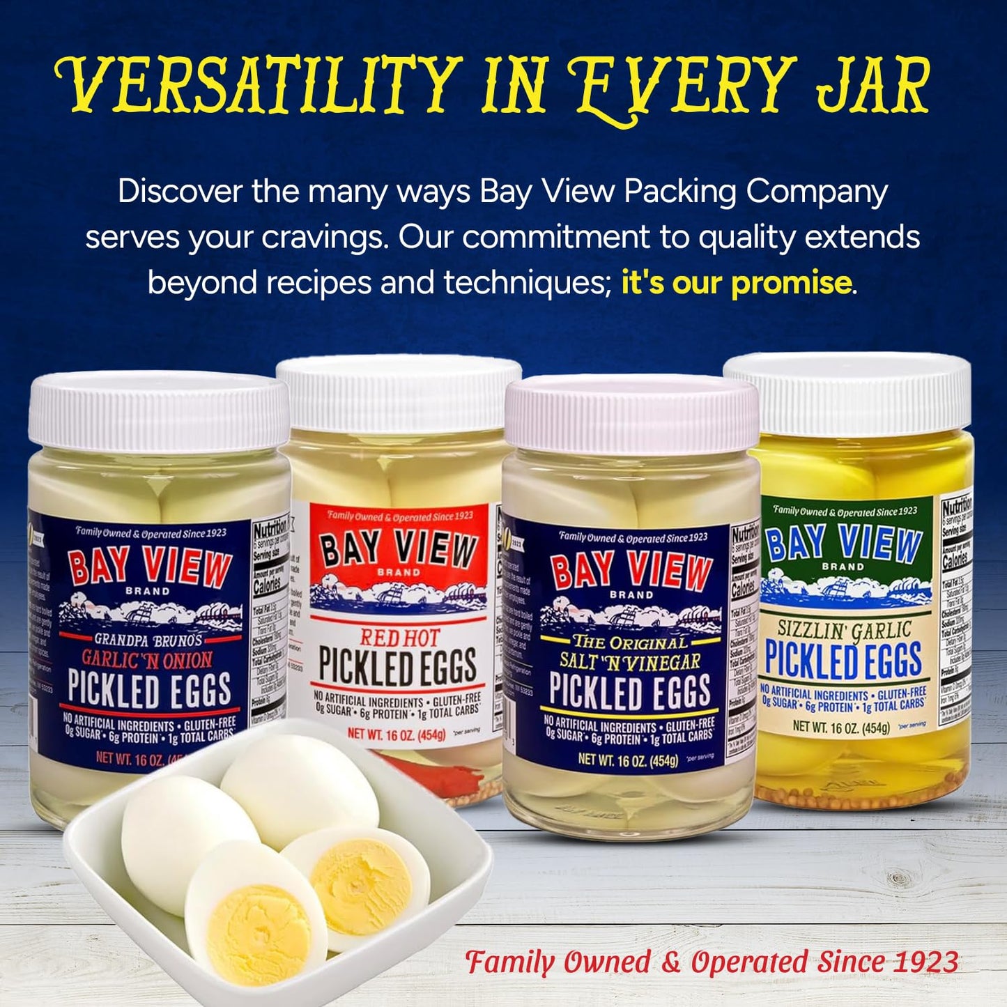 Bay View Pickled Eggs, No Artificial Ingredients, Gluten Free, 0g Sugar, 6g Protein, Fresh Grade A Eggs, Boiled and Peeled (16oz, Red Hot)