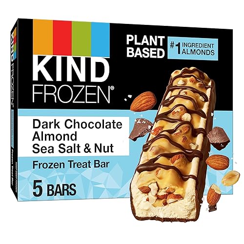 KIND FROZEN Plant Based Frozen Treat Bar, Dark Chocolate Almond Sea Salt & Nut Treat Bars, 5 Pack, 1.6 Oz Bars