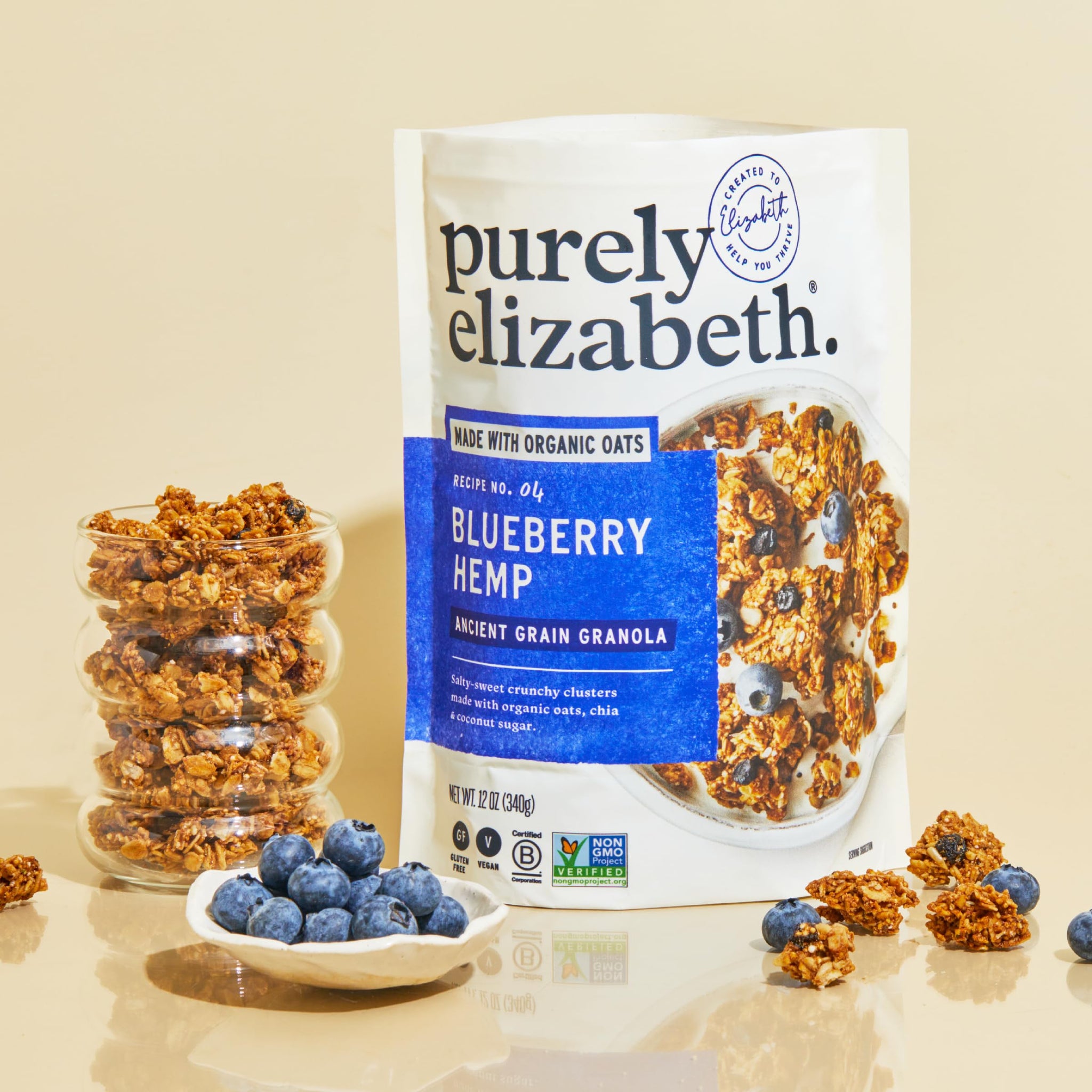 Purely Elizabeth Ancient Grain Granola Cereal Blueberry Hemp, 12oz