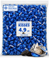 Cookies & Cream Kisses Candy - 4.9 lb Bulk Bag - White Creme Kiss-Shaped Candy (Approx. 500 Individually Wrapped Pieces) for Candy Buffets, Large