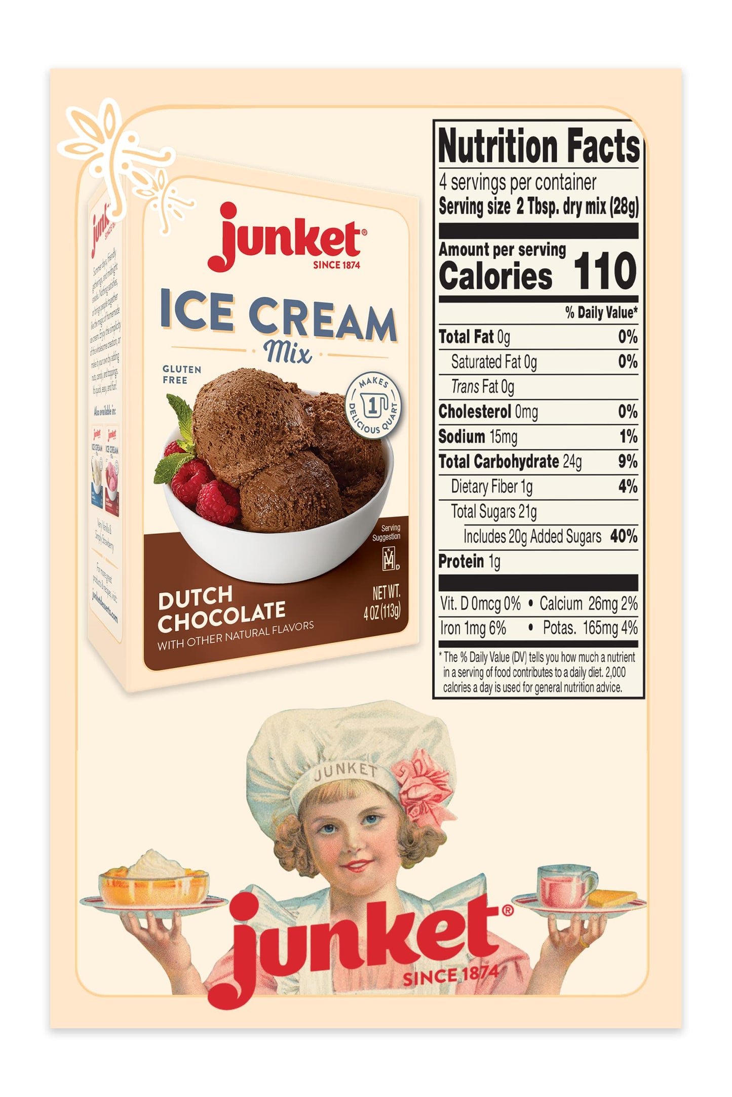 Junket Chocolate Ice Cream Mix 4oz (Pack of 4)
