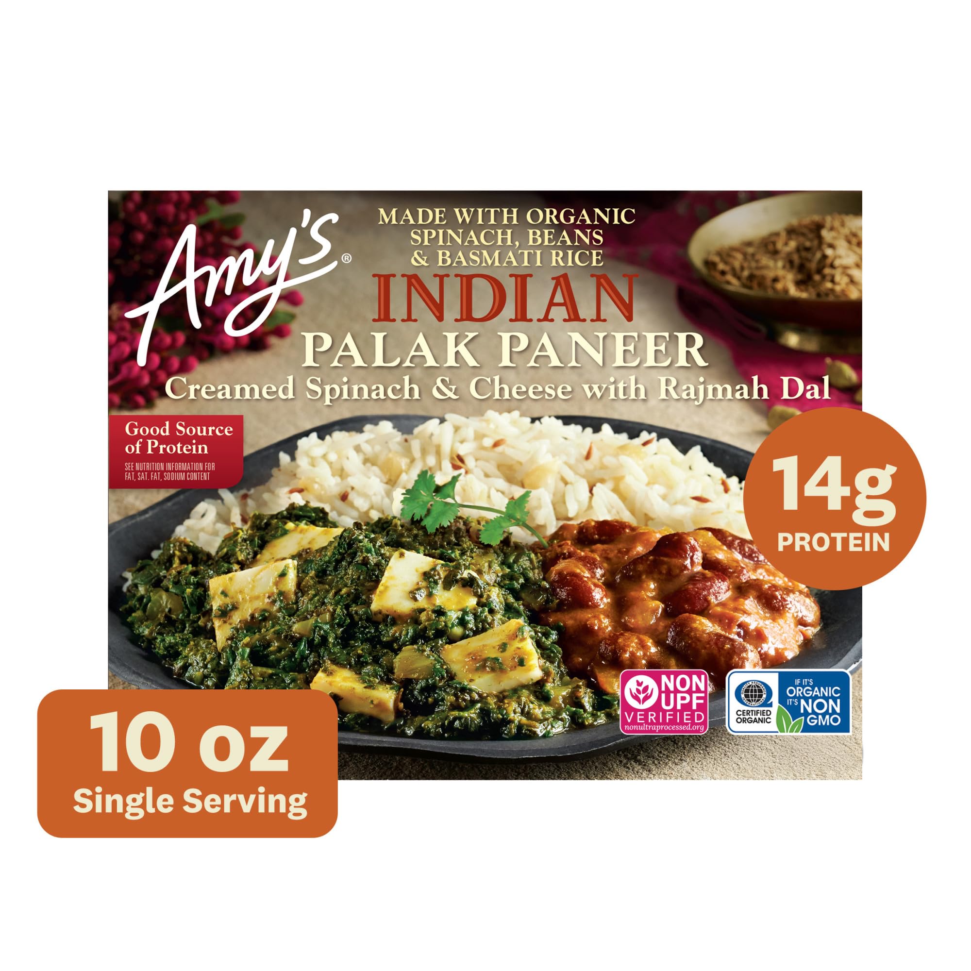 Amy's Indian Palak Paneer Microwave Meals 10 Oz