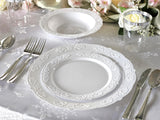 " OCCASIONS " 40 Plates Pack, Vintage Party Disposable Wedding Party Plastic Plates (7.5'' Appetizer/Dessert Plate, Portofino in White)