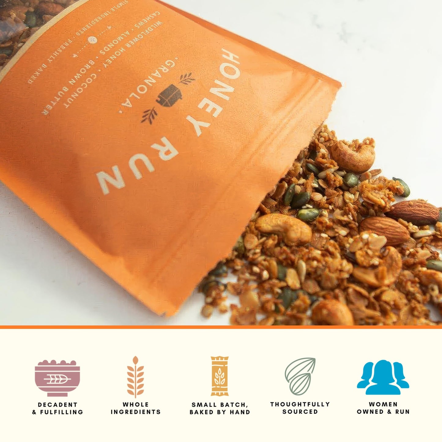 Bearclaw Kitchen - Honey Run Granola - Naturally Gluten Free - Organic Oats, Cashews, Almonds, Organic Pumpkin Seeds, Coconut, & Wildflower Honey - No