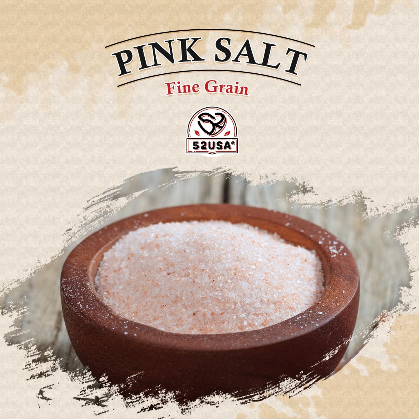 52USA Fine Grain Himalayan Pink Salt, 1 lb Resealable Bag, Pure Unrefined Natural Mineral Salt, Kosher, No Additives & No Gluten, Pink Salt for