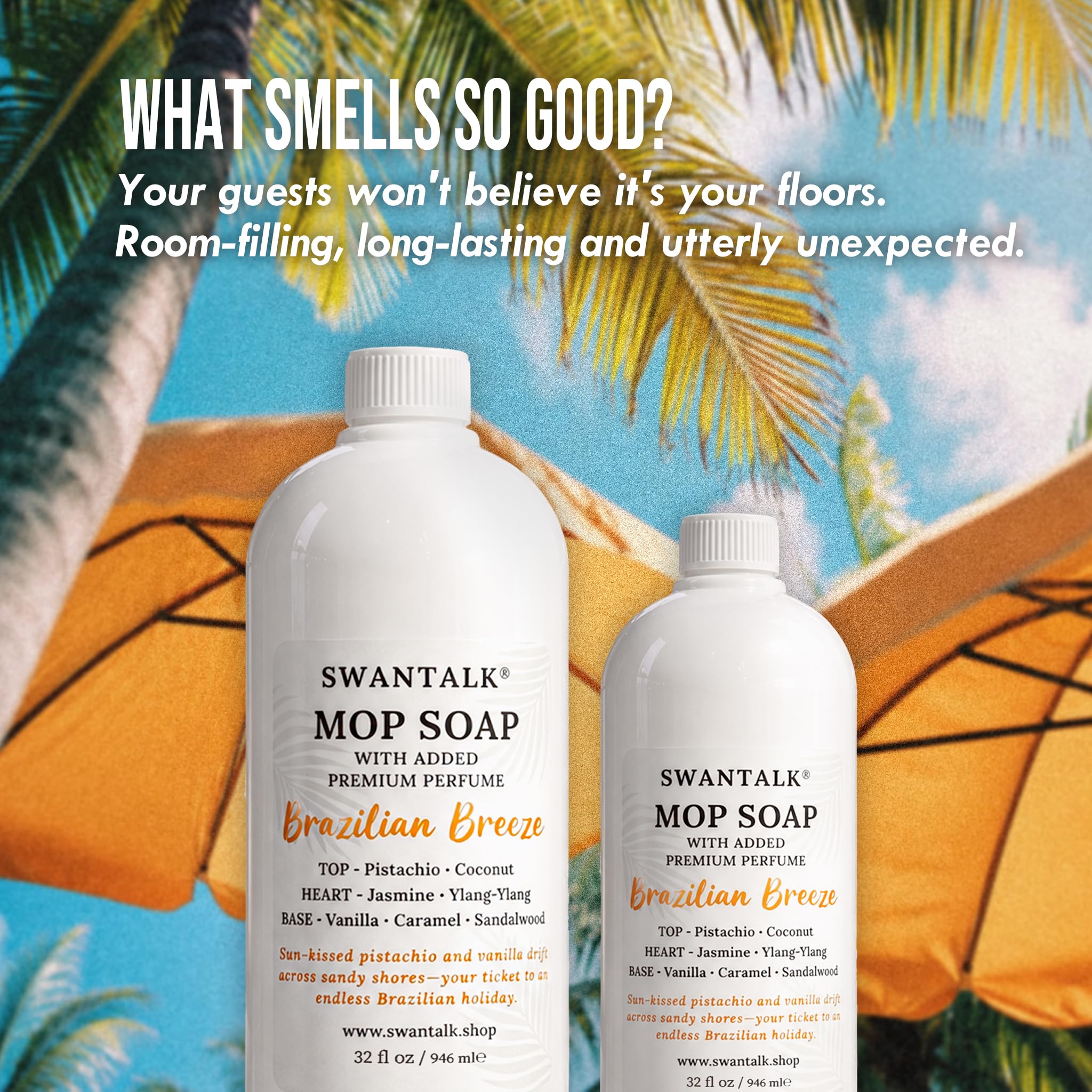 SWANTALK Mop Soap with Long Lasting Premium Perfume, 4X Concentrated Floor Cleaner, Multi Surface Solution for Hardwood, Tile, LVP, Laminate, Pet