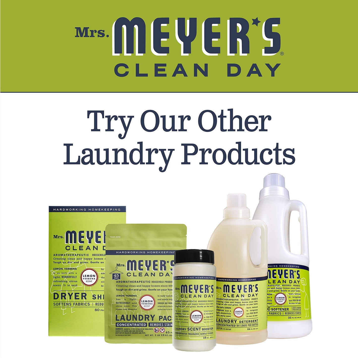 Mrs. Meyer's Dryer Sheets, Fabric Softener, Reduces Static, Infused with Essential Oils, Lemon Verbena, 80 Count