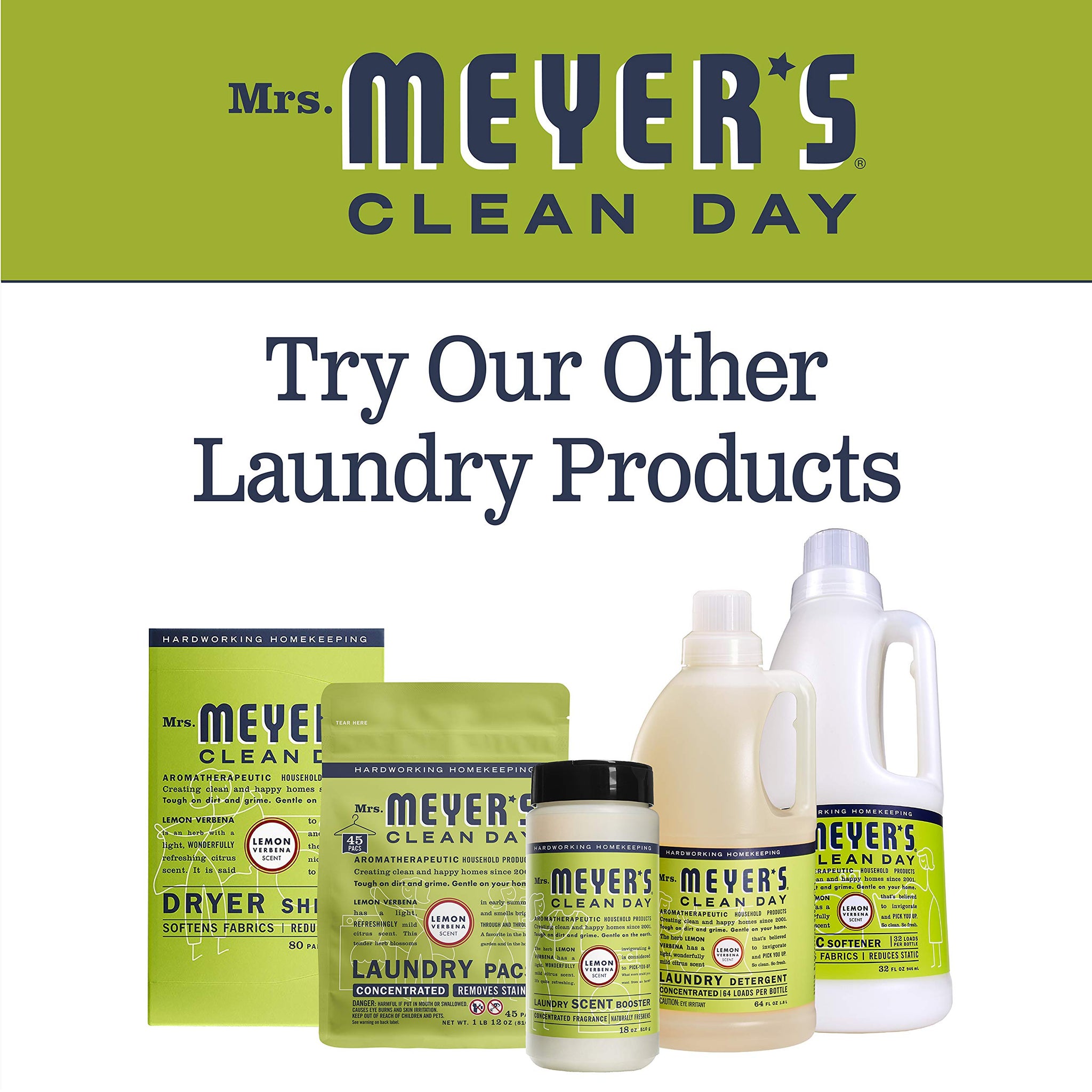 Mrs. Meyer's Dryer Sheets, Fabric Softener, Reduces Static, Infused with Essential Oils, Lemon Verbena, 80 Count