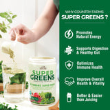 Country Farms Super Greens Natural Flavor, 50 Organic Super Foods, USDA Organic Drink Mix, Fruits, Vegetables, Super Greens, Mushrooms & Probiotics