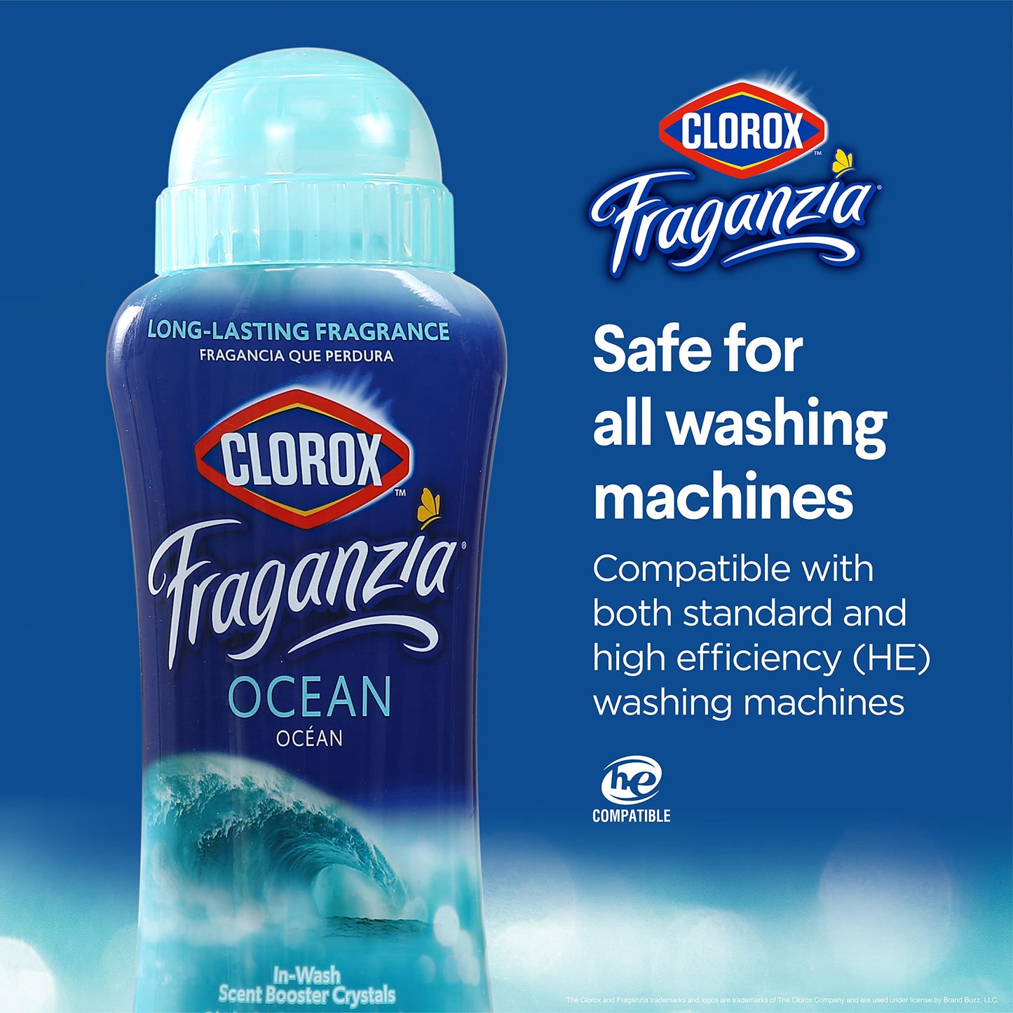 Clorox Fraganzia In-Wash Laundry Scent Booster Crystals, Ocean Scent Fragrance Beads for Clothes and Linens, Safe for All Fabrics and Colors, HE