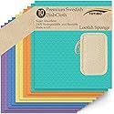 Swedish Dishcloths Cellulose Sponge Cloth - Bulk 10 Pack of Eco-Friendly No Odor Reusable Cleaning Cloths for Kitchen - Absorbent Dish Cloth Hand