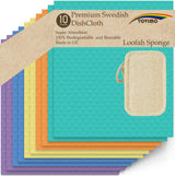 Swedish Dishcloths Cellulose Sponge Cloth - Bulk 10 Pack of Eco-Friendly No Odor Reusable Cleaning Cloths for Kitchen - Absorbent Dish Cloth Hand