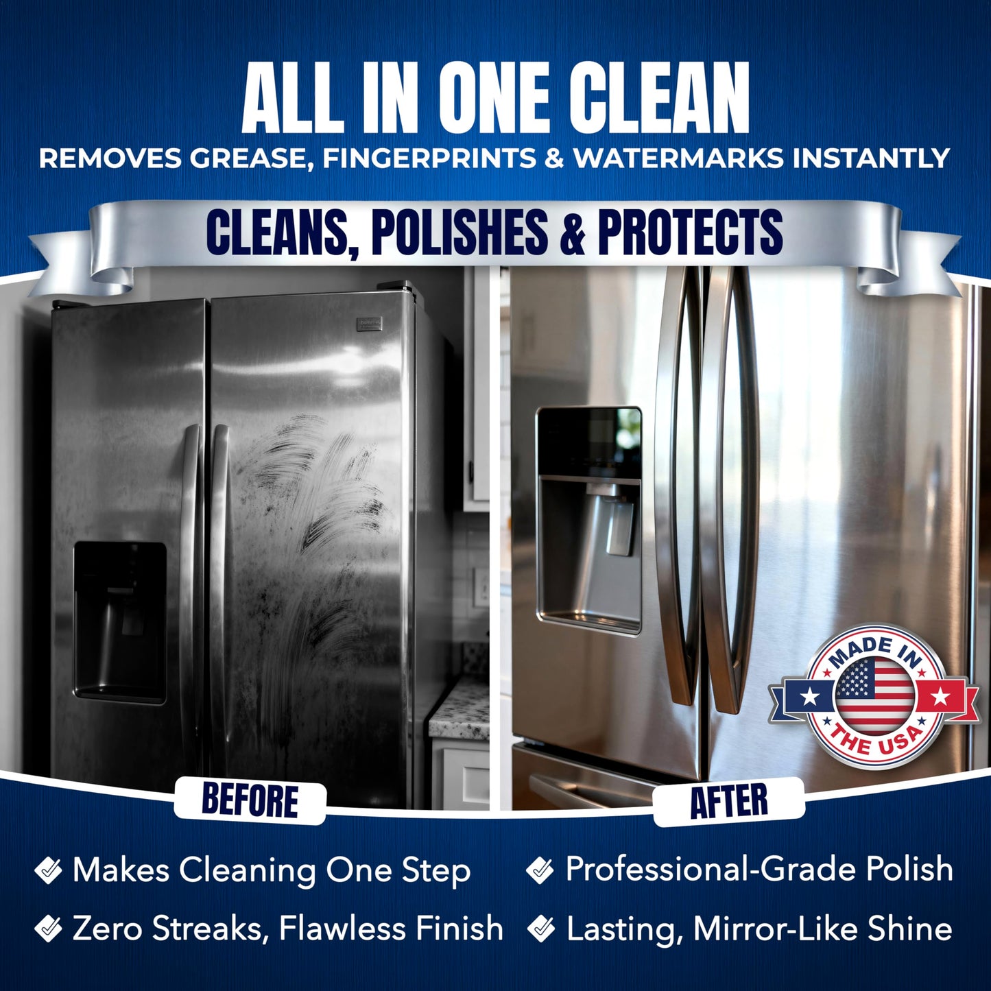 2 x 10oz Sheila Shine Stainless Steel Cleaner and Polish w/ Microfiber Cloth - Cleans, Polishes & Protects Kitchen Appliances, Refrigerators, Sinks