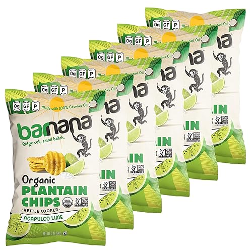Barnana - Organic Plantain Chips, Acapulco Lime, Healthy Snack Made With 100% Coconut Oil, Non-GMO, Potato Chip Alternative, Zero Sugar, Paleo