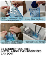 Toilet Tank Cleaning Tablet Holder with Adjustable Stainless Steel Hook - Hanging Dispenser Carrier for Toilet Bowl Cleaners - Prevents Residue