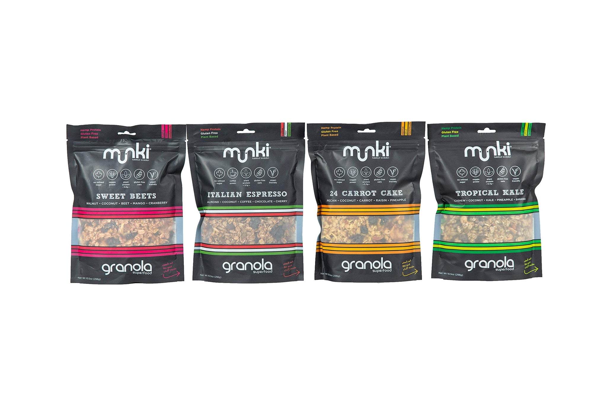 Munki Superfood Granola • The Breakfast Club Variety Pack • All 4 Flavours (Pack of 4)