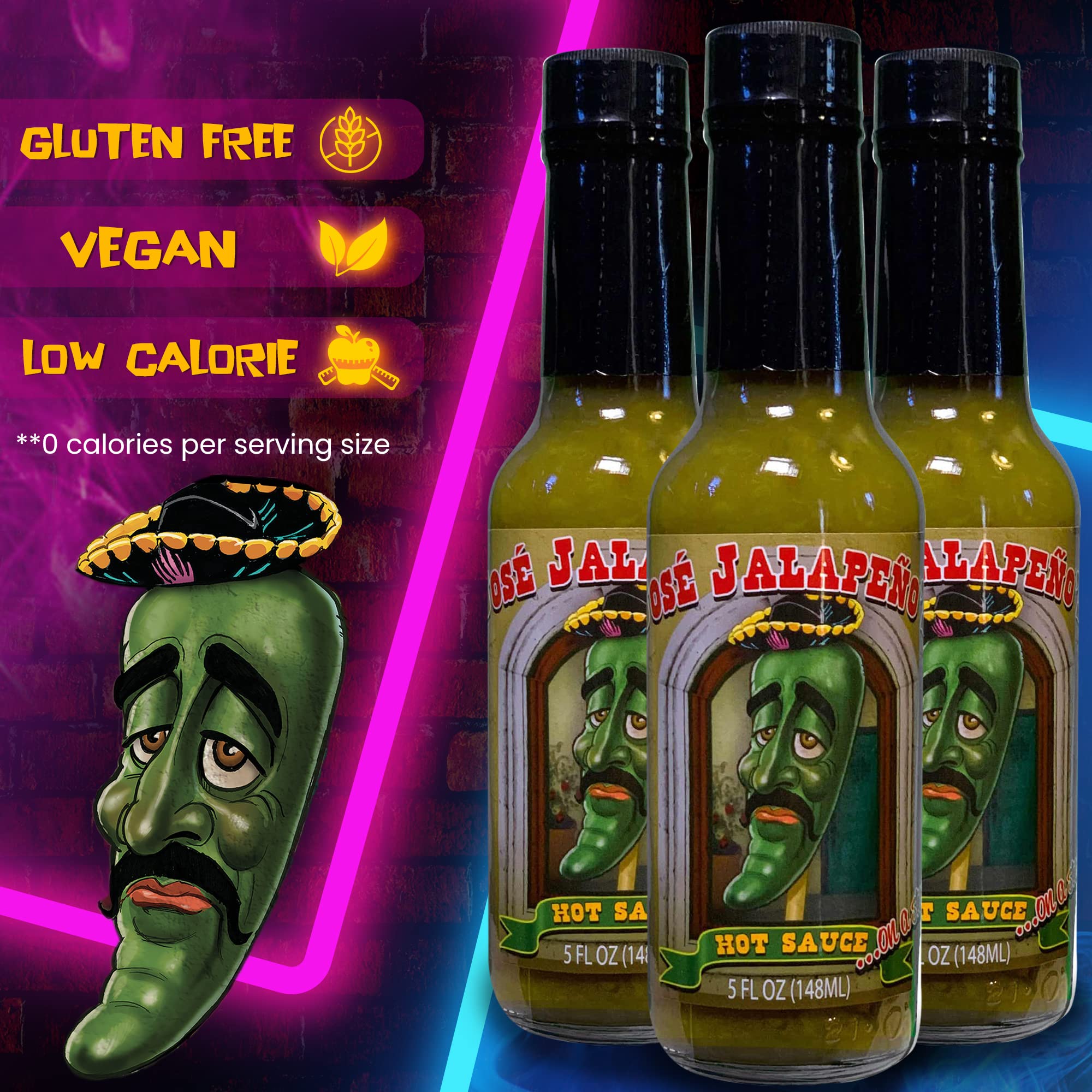 Jeff Dunham - Jose Jalapeno Hot Sauce | A Perfect Balance of Jalapeno and Habanero Peppers for a Spicy and Flavorful Kick (Medium, 5 fl oz)