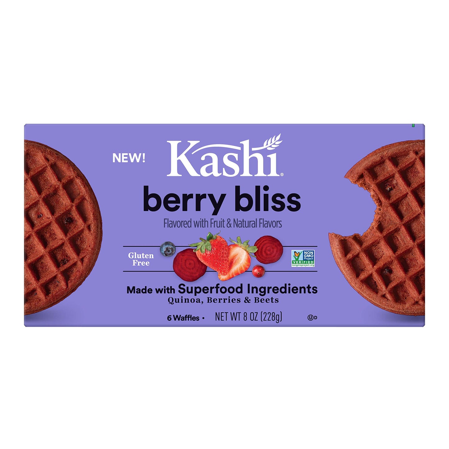 Kashi, Frozen Waffles, Berry Bliss, Gluten Free and Vegan, 8oz Box