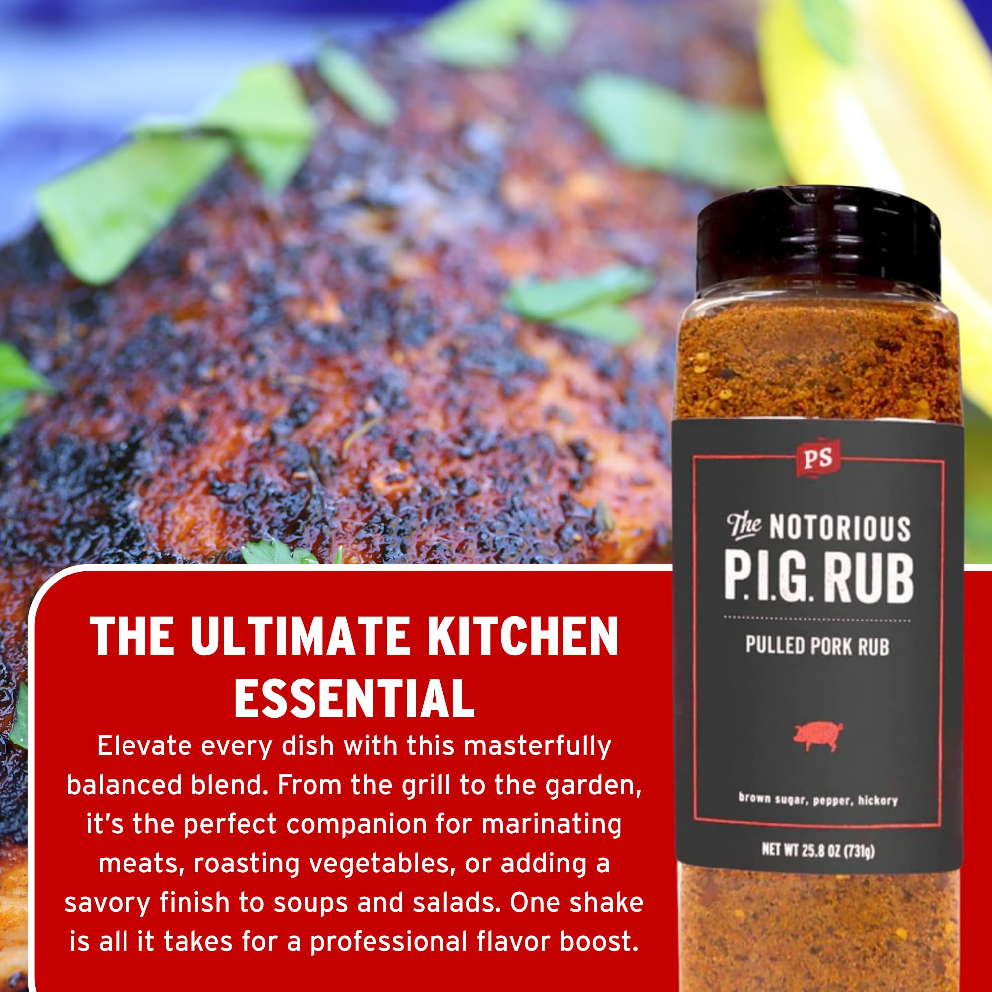PS Seasoning Notorious PIG - Pulled Pork Seasoning & Dry Rub - Pulled Pork Seasoning, BBQ Rubs for Smoking and Grilling - Sweet & Smoky BBQ Spice