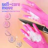 Happy Hands Rubber Cleaning Gloves - Versatile Waterproof Reusable Pink Gloves for Kitchen, Dishwashing, and Household Tasks, Hi-Tech Grip, Non-Slip