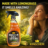 Smells Like Legal™ Lemongrass Odor Eliminator Spray - Powerful Commercial-Grade - Eliminates Smoke, Pet & Food Odors at source - Fabric-Safe