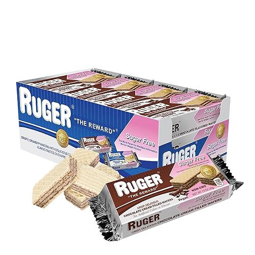 RUGER Sugar-Free Chocolate Wafers 1.6 Ounce (Pack of 12) - Deliciously Crisp and Guilt-Free Chocolate Treats with Natural Ingredients, Non-GMO, Vegan