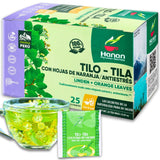 Hanan Linden Tea with Orange Leaves (Tilo con Naranja) - 25 Teabags of All-Natural Linden Leaves from Peru - Little-Leaf Linden, Pry con Hojas de