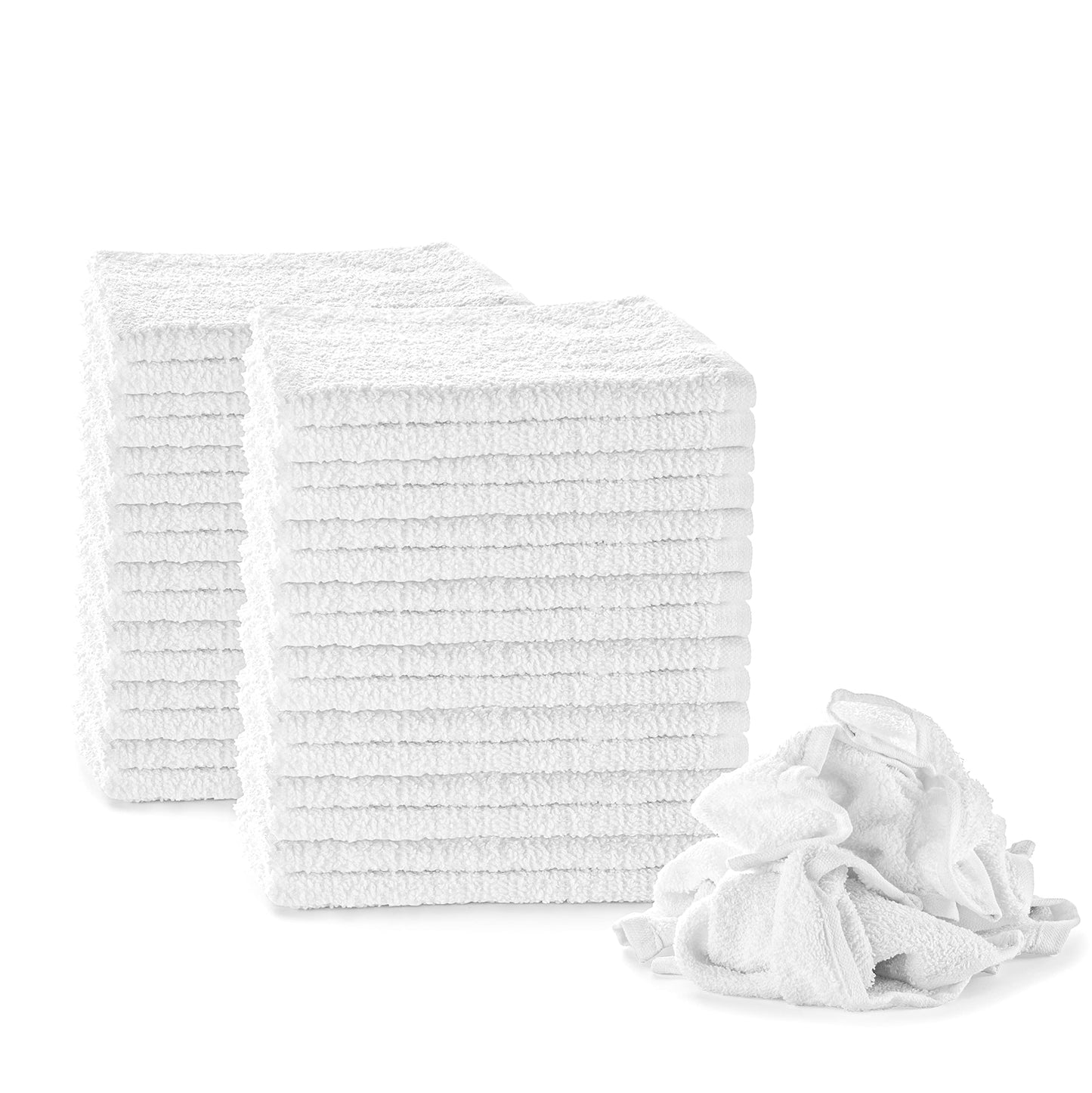 Nabob Wipers White Terry Rags 2lb Bulk Towel Rag Multipurpose 12x12 Inches 100% Cotton Ring Spun Cleaning Solution for Body Shops, Garages