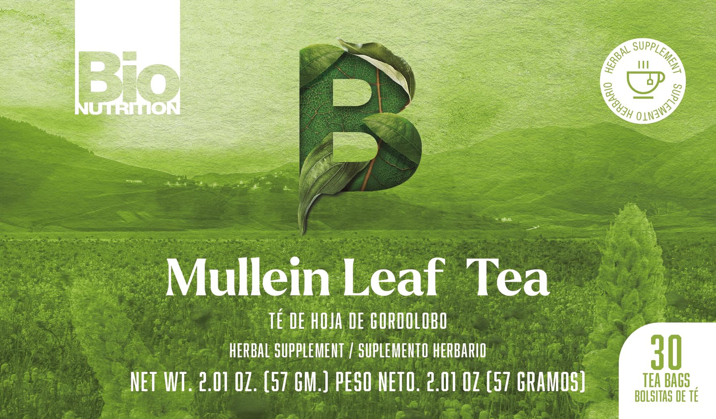 Bio Nutrition Mullein Leaf Tea, Herbal Supplement, 30 Tea Bags, 2.01 oz