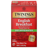 Twinings Decaffeinated English Breakfast Individually Wrapped Bags, 20 Count (Pack of 1), Flavourful & Robust, Enjoy Hot or Iced, 20 Teabags