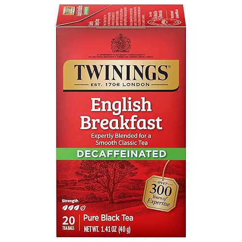 Twinings Decaffeinated English Breakfast Individually Wrapped Bags, 20 Count (Pack of 1), Flavourful & Robust, Enjoy Hot or Iced, 20 Teabags