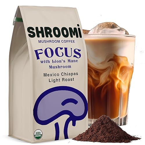 Shroomi Award-Winning Mushroom Focus Coffee - 16,000mg Lions Mane Blend | Organic Brain Coffee Ground with Reishi and Chaga | Mental Clarity and Calm