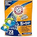 ARM & HAMMER Plus OxiClean Stain Fighters: 5-in-1 Laundry Detergent Power Paks, Fresh Scent, 72 Count