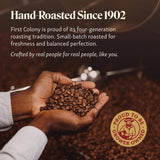 First Colony Colombian Whole Bean Coffee, Colombian Supremo, Light Roast, 100% Arabica Beans, 24oz Bag, Mild Chocolate & Nutty Flavor for Home Brewers