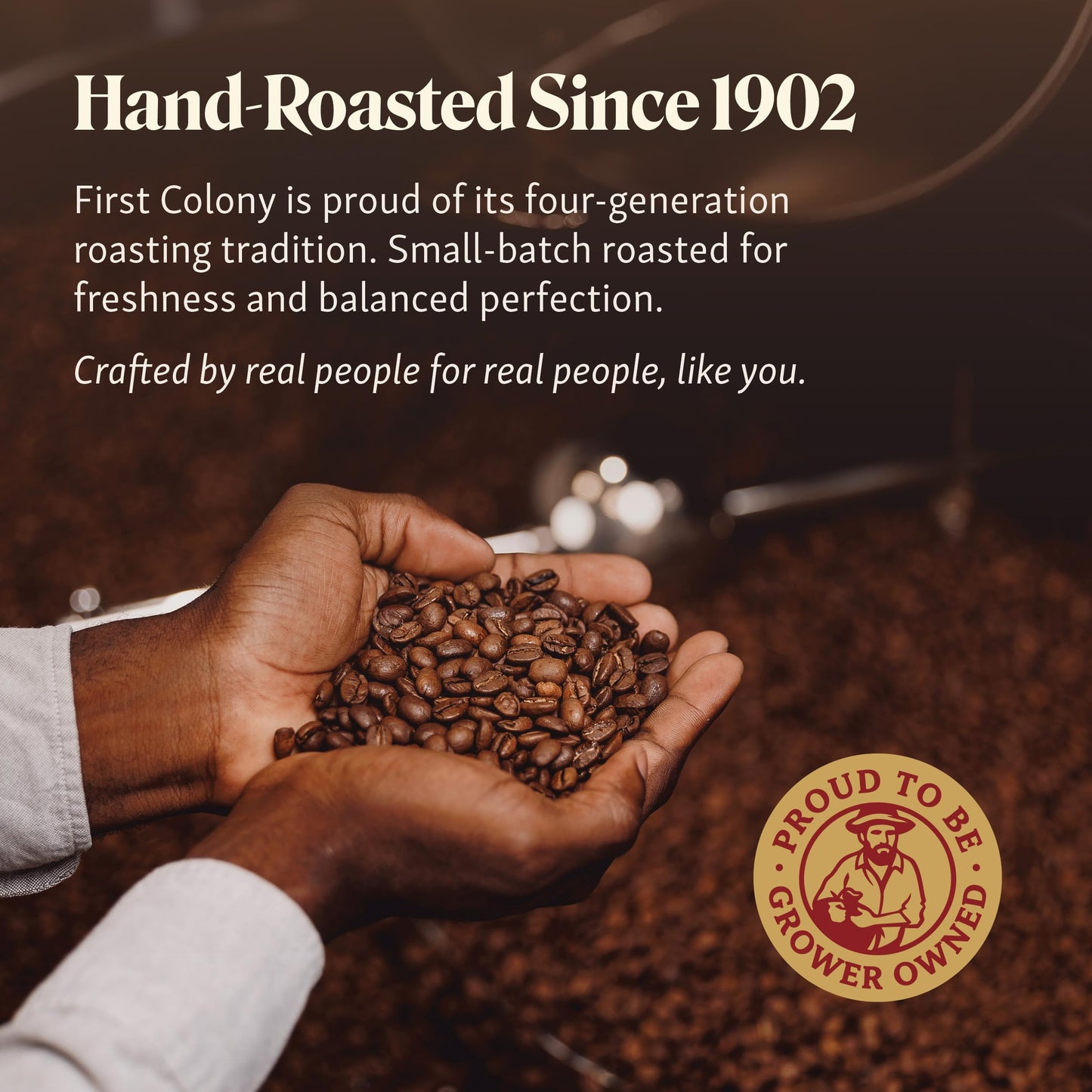 First Colony Organic Whole Bean Coffee, Peruvian Andes Gold, Medium Roast, USDA Organic, 100% Arabica Beans, 24oz Bag, Light Cocoa & Gentle Nutty
