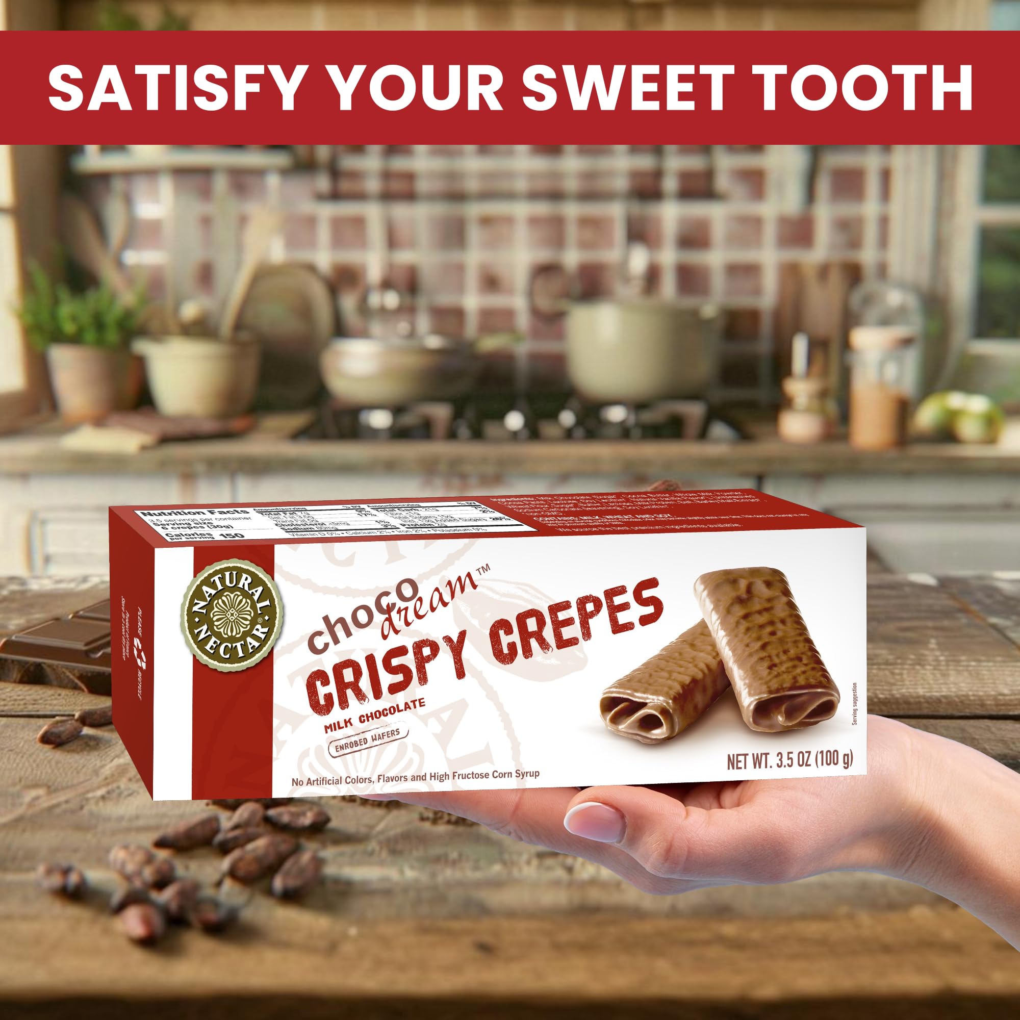 Natural Nectar Crispy Crepes Belgium Milk Chocolate, 3.5-Ounce