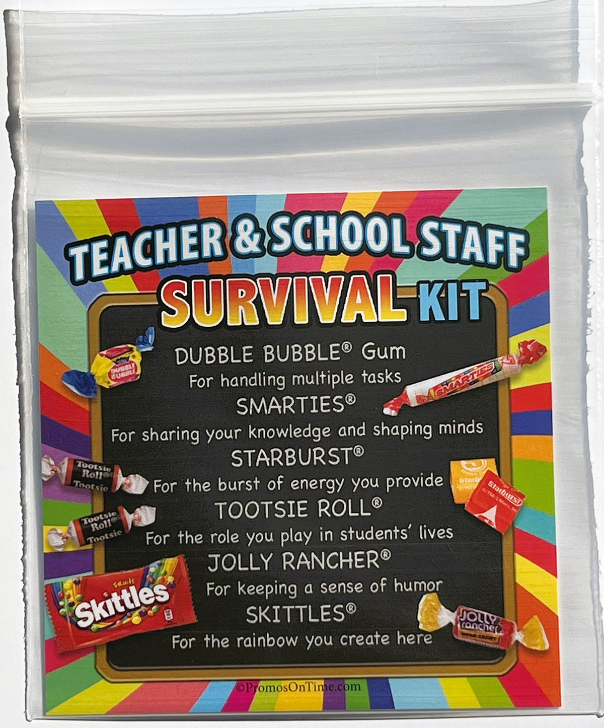 Teacher Appreciation & School Staff Survival Kits (12 per set) Fun Candy Treat Gift Kit Idea for Teacher Appreciation Week