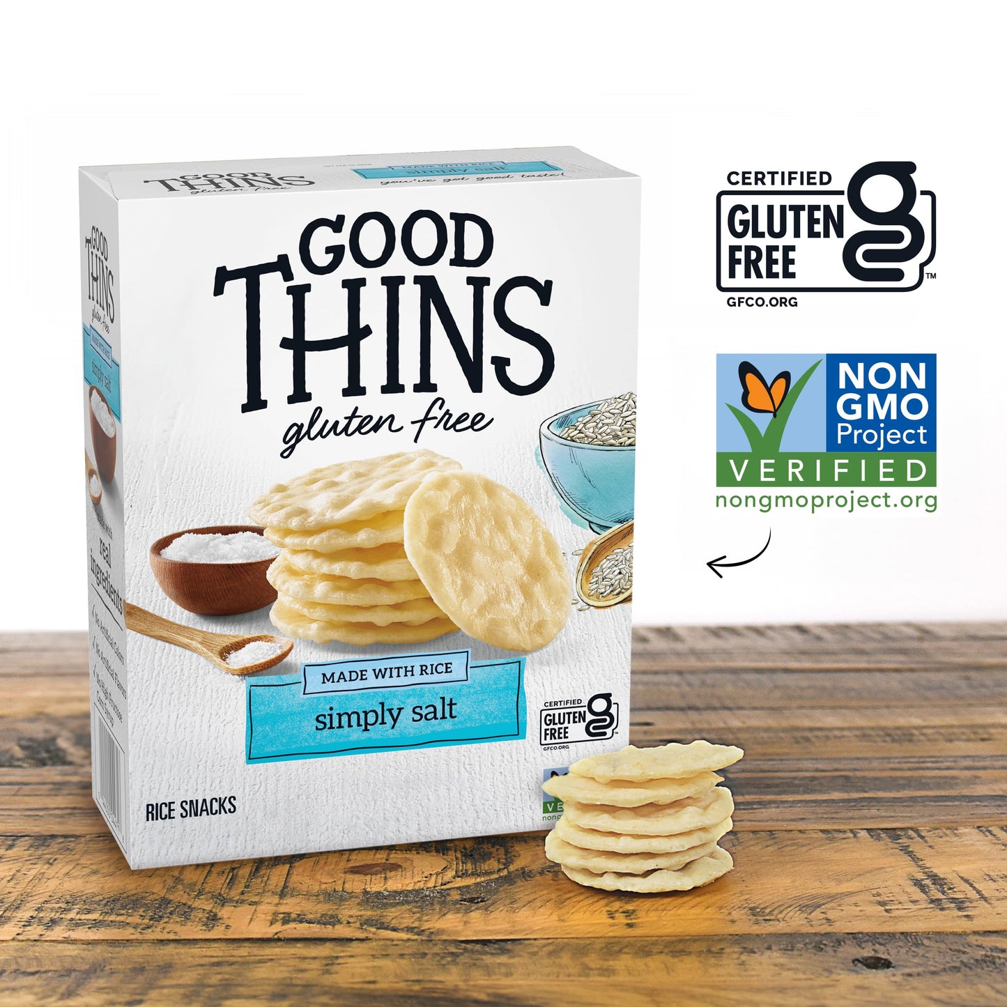 Good Thins, Simply Salt Rice Snacks Crackers, Snack Crackers, 3.5 Ounce