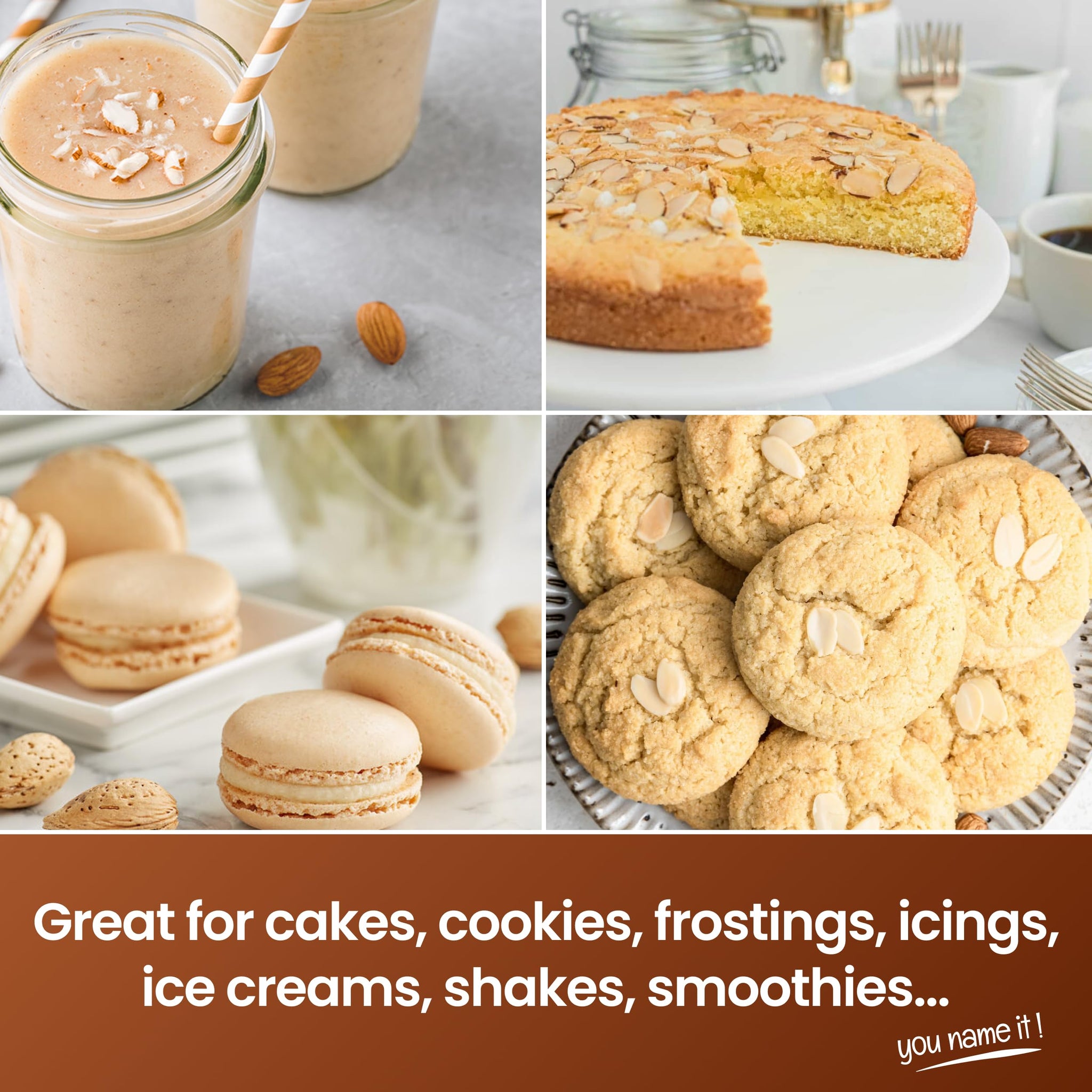 LorAnn Almond Bakery Emulsion, 4 oz - Intense Almond Flavor Extract for Baking, Cookies, Bars, Frosting, Ice Cream, Pies, Smoothies and Beverage
