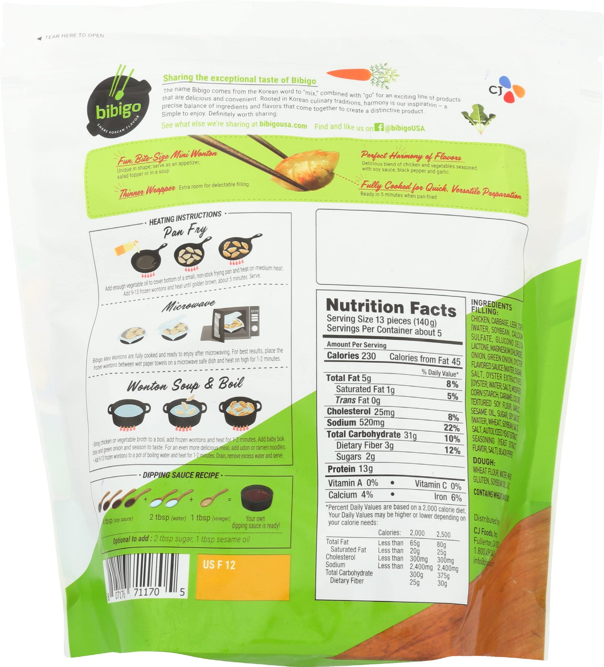 bibigo Mini Chicken & Vegetable Wonton, 24 Oz
