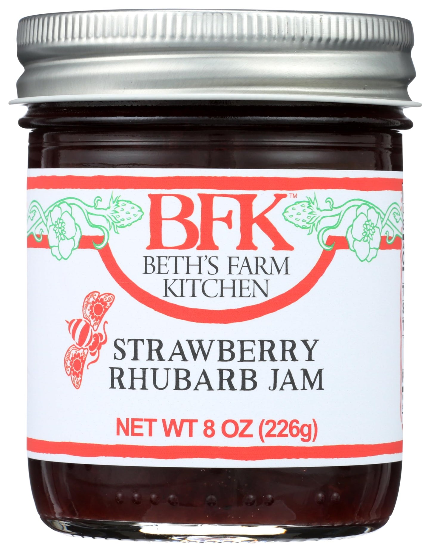 BETHS FARM KITCHEN Strawberry Rhubarb Jam., 8 OZ